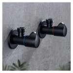 Sollbry vanne d'angle en cuivre noir, vannes de remplissage de bain, toilettes, eau chaude et froide, ...
