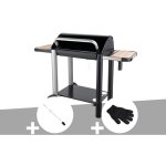 Barbecue charbon vulcano 3000 + kit tournebroche + gant de protection - somagic