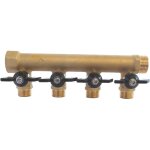 Somatherm for you, collecteur laiton 4 d�parts m�le 15 / 21 avec mini - vannes 1 / 4 de tour, entr�e ...