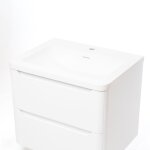 Meuble lavabo avec vasque simple 600x460x30 mm ? r�sine min�rale blanche ? r�sistant aux rayures et � ...