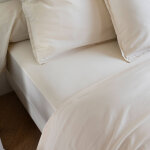 Someo - drap housse coton lav� bonnet 30 cm beige 120x200 - celeste