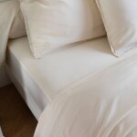 Someo - drap housse coton lavé bonnet 30 cm beige 90x200 - celeste Someo - drap housse coton lavé bonnet 30 cm beige 90x200 - celeste