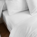 Someo - drap housse coton lav bonnet 30 cm blanc 90x200 - celeste