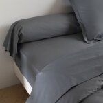 Taie de traversin coton percale anthracite 140 cm someo morphee