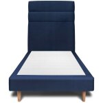Sommeil de plomb - lit 90x190cm avec tte de lit lignes velours et sommier tapissier bleu - hauteur totale ...