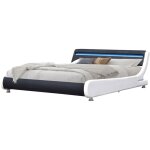 King of dreams - sommier 120x190 lit ava avec tte de lit clairage led couleur blanc et noir 5 cm pieds ...