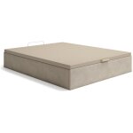 Vente - unique - sommier coffre 140 x 190 cm - tissu beige - cenovas de ysm�e