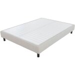 Ebac literie - sommier dco en kit + pieds 160x200 - newkit 40 lattes bois - tissu crme - h. 18 cm