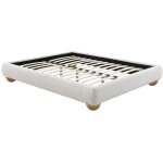 Vente - unique - sommier déco tapissier 160 x 200 cm tissu bouclette - blanc - elenae de ysmée Vente - unique - sommier déco tapissier 160 x 200 cm tissu bouclette - blanc - elenae de ysmée