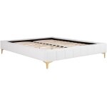 Sommier dco tapissier 160 x 200 cm tissu bouclette et pieds dors - shen de ysme