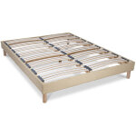 Sommier � lattes laine boucl�e taupe bianca - 140 x 190 cm