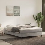 The living store - cadre de lit sans matelas gris clair 140x190 cm velours - cadre de lit - lit double ...