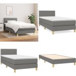 Sommier  lattes de lit et matelas gris fonc 90x190 cm tissu - lit plateforme - lit double - literie ...