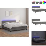 Sommier  lattes de lit avec matelas et led gris 180x200 cm - sommier tapissier - lit plateforme - lit ...
