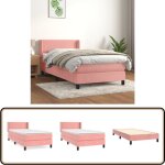 Sommier  lattes de lit avec matelas rose 90x200 cm velours - lit double - lit rose - lit velours - literie ...