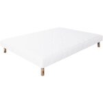 Sommier � lattes avec pieds alica, tapissier en bois massif coloris blanc - largeur 160 x longueur 200 ...