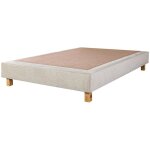 Visiodirect - sommier � lattes avec pieds joly, tapissier en bois massif coloris beige - largeur 140 ...
