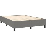 Dcoshop26 - sommier  lattes sur pieds cadre de lit 140x190 cm tissu gris fonc tdl0207140