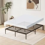Sommier et matelas 140x190, cadre de lit en mtal, matelas mousse avec couette et oreillers, paisseur ...