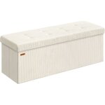 Songmics - banc de rangement, pouf pliable, 38 x 110 x 38 cm, bout de lit, repose - pieds, coffre de ...