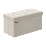 Songmics - banc de rangement, pouf pliable, 38 x 76 x 38 cm, bout de lit, repose - pieds, coffre de rangement, ...