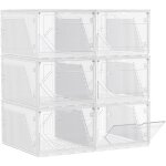 Songmics bo�tes � chaussures, lot de 6, rangement chaussures en plastique, empilable et reliable, avec ...