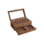 Bote  montres 12 emplacements, crin  montres en bois, avec couvercle en verre, coussinets pour montres, ...
