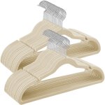 Cintres en velours, lot de 50, antiglisse, avec encoches, barre pour pantalons, crochet pivotant  360, ...