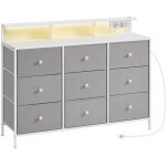 Songmics ? commode 9 tiroirs avec �clairage led ? cadre en acier ? dimensions 33, 5 x 114 x 84 cm ? pour ...