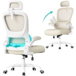 Songmics - fauteuil de bureau, chaise ergonomique, avec tissu en maille double couche, accoudoirs rabattables, ...