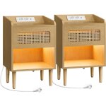 Songmics home - table de chevet avec multiprise, lot de 2, avec lumire  dtecteur de mouvement, table ...
