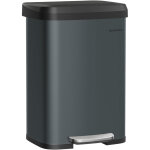 Songmics - poubelle de cuisine, 50l, poubelle  pdale en mtal avec couvercle, grande et haute, gris ...