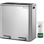 Songmics - poubelle � double compartiment 2 x 30l, avec 15 sacs poubelles, p�dales en m�tal, 2 seaux ...