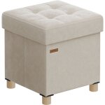 Tabouret de rangement, cube pliable, 38 x 38 x 40 cm, pouf, repose - pieds, 37 l, surface en velours, ...