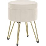Songmics tabouret rangement, si�ge rond, tabouret coiffeuse, pouf en velours, repose - pieds, 39 x 44, ...