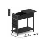 Vasagle table d?appoint, petite table de chevet avec multiprise, troite, avec ports usb, pochette de ...