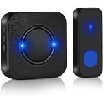 Sonnette sans fil, 300 mtres sonnette de porte ip55 tanche carillon electronique, kit de carillon tanche ...