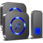 Sonnette sans fil 300m longue porte tanche carillon electronique 55 mlodies 5 niveaux volume led bleu ...