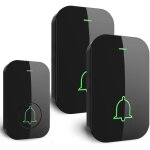 Sonnette sans fil, bouton de sonnette, carillon de porte �tanche ip55 avec 2 r�cepteurs enfichables, ...