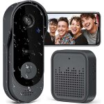 Sonnette sans fil avec cam�ra, 1080p wifi sonnette �tanche, batterie visiophone sans fil avec carillon, ...