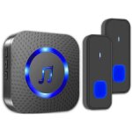 Sonnette sans fil, sonnette �lectronique d'ext�rieur �tanche, port�e 300 m, �metteur � deux boutons avec ...