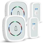 Sonnette sans fil : sonnette d'entr�e sans fil avec 2 boutons de sonnette �tanches et 2 r�cepteurs, �tanche ...