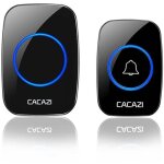 Sonnette sans fil etanche ip44, 300m kit de carillon avec 1 recepteur 1 bouton - poussoir et 58 carillons ...