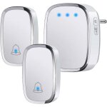 Sonnette sans fil ext�rieur �tanche ip44, sonnette de porte 300 m�tres, kit de carillon avec led flash, ...