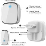 Sonnette sans fil ext�rieure �tanche ip44, sonnette de porte 300 m�tres, kit carillon avec flash led, ...