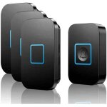 Sonnette sans fil noire, ensemble de sonnettes sans fil, port�e de 400 m, sonnette d'entr�e ext�rieure ...
