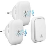 Sonnette sans fil , sans piles, avec 2 r�cepteurs, bouton - poussoir �tanche, port�e de 150 m, 38 sonneries, ...