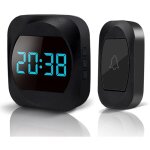 Sonnette sans fil avec tlcommande et horloge intelligente (noire)