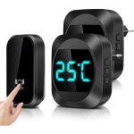 Sonnette sans fil avec temprature led avec 2 rcepteurs sonnette de porte tanche kit de carillon electroniqu ...
