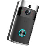 Une sonnette vid�o sans fil noire �tanche ip65 avec appel bidirectionnel, d�tecteur de mouvement pir ...